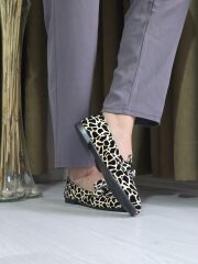 KADIN BABET LEOPAR DESEN (KREM)