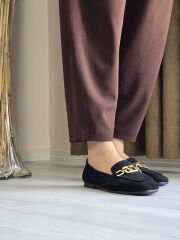 KADIN SİYAH SÜET TOKALI BABET