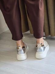 KADIN LEOPAR DESENLİ KALIN TABAN SNEAKER (KREM)