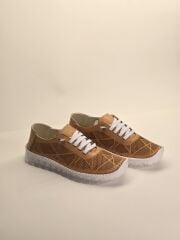 Kadın Ortopedik Jel Taban Günlük Rahat Hakiki Deri Ayakkabı (Taba)