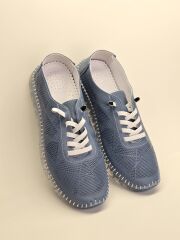 Kadın Ortopedik Jel Taban Günlük Rahat Hakiki Deri Ayakkabı (Mavi)