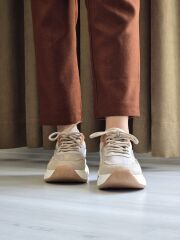 Melinta Bej Üstü fileli Yanları Transparan Kadın Sneaker