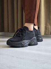 Melinta Siyah Renk Taşlı Triko Kadın Sneaker