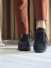 Melinta Siyah Renk Taşlı Triko Kadın Sneaker