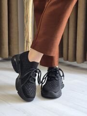 Melinta Siyah Renk Taşlı Triko Kadın Sneaker
