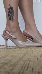 Melinta Bej Tokalı Klasik Topuklu Ayakkabı