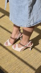 Melinta Yandan Şeffaf Kadın Krem Topuklu Ayakkabı