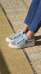 Melinta Taşlı Düz Taban Kadın Açık Mavi Kot Sneakers