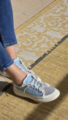 Melinta Taşlı Düz Taban Kadın Açık Mavi Kot Sneakers
