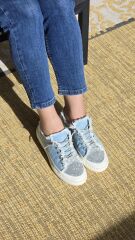 Melinta Taşlı Düz Taban Kadın Açık Mavi Kot Sneakers