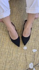 Melinta Siyah Kısa Topuklu Tokalı Ayakkabı