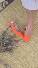 Melinta Turuncu Kısa Topuklu Tokalı Ayakkabı