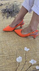 Melinta Turuncu Kısa Topuklu Tokalı Ayakkabı