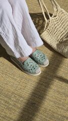 Melinta Yeşil Kadın Rahat Taban Çiçek Desenli Günlük Babet Ayakkabı