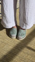 Melinta Yeşil Kadın Rahat Taban Çiçek Desenli Günlük Babet Ayakkabı