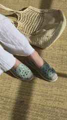 Melinta Yeşil Kadın Rahat Taban Çiçek Desenli Günlük Babet Ayakkabı