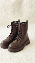 Melinta Fermuarlı K. Kahve Bağcıklı Kadın Bot