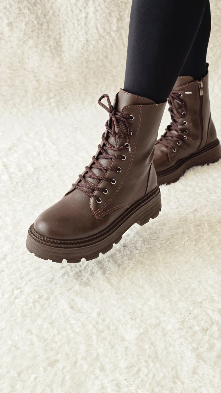 Melinta Fermuarlı K. Kahve Bağcıklı Kadın Bot