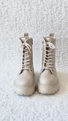 Melinta Fermuarlı Bej Bağcıklı Kadın Bot