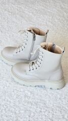 Melinta Fermuarlı Bej Bağcıklı Kadın Bot