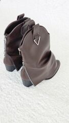 Melinta Kadın Kovboy Silver Çizme Kahverengi Deri M0053