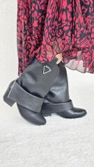 Melinta Kadın Kovboy Silver Çizme Siyah Deri M0053