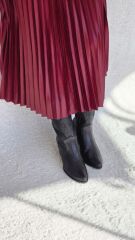 Melinta Kadın Siyah Deri Nakışlı Kovboy Çizme