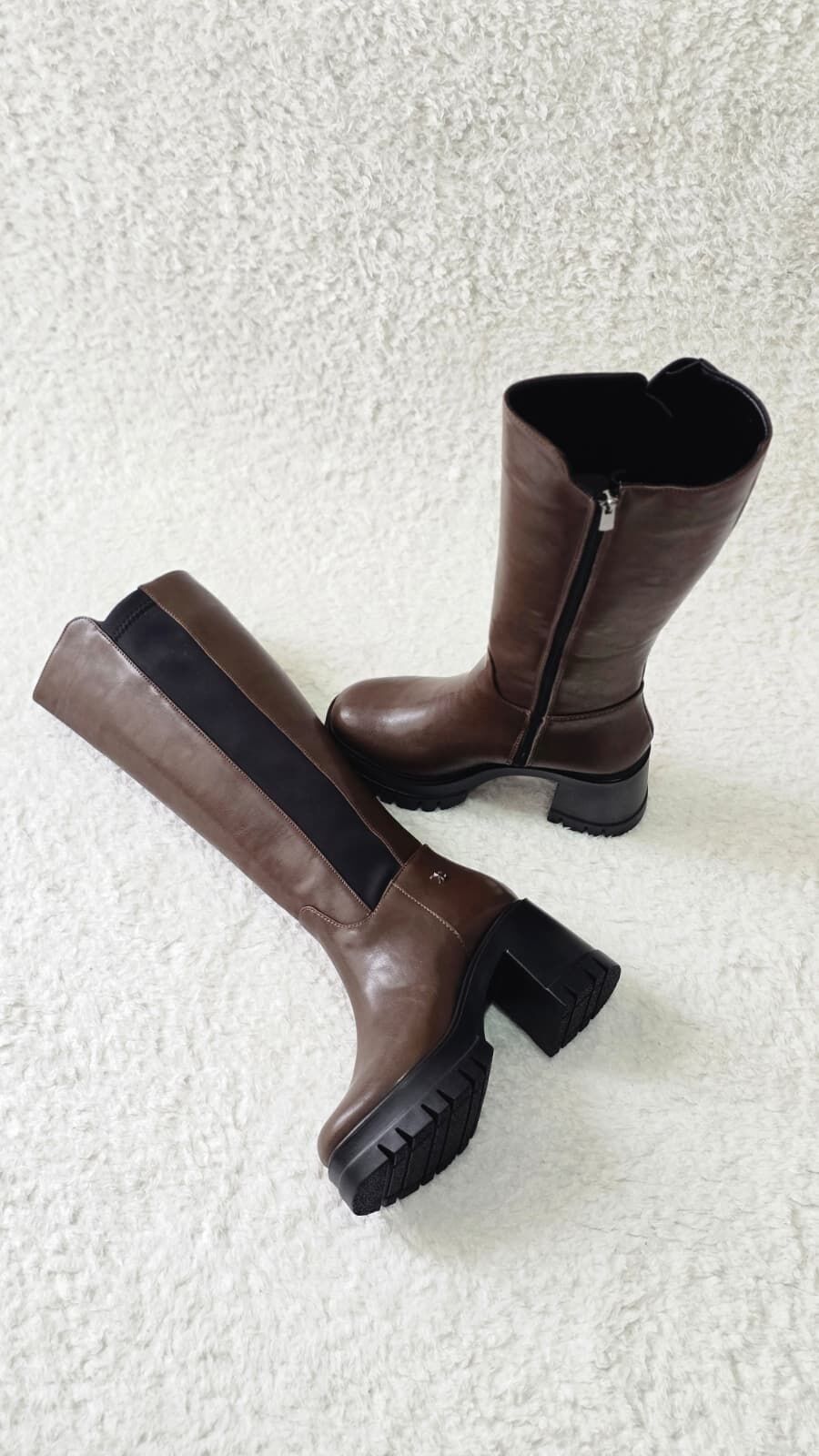 Melinta Kadın Lastikli K.Kahve Kalın Topuklu Çizme