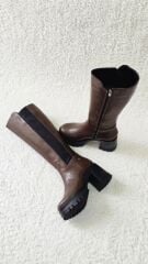 Melinta Kadın Lastikli K.Kahve Kalın Topuklu Çizme