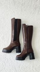 Melinta Kadın Lastikli K.Kahve Kalın Topuklu Çizme