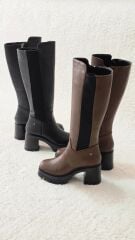 Melinta Kadın Lastikli K.Kahve Kalın Topuklu Çizme