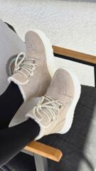 Melinta Kadın Bej Süet Kürk Detaylı Spor Bot