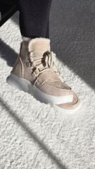 Melinta Kadın Bej Süet Kürk Detaylı Spor Bot