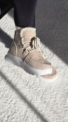 Melinta Kadın Bej Süet Kürk Detaylı Spor Bot