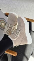 Melinta Kadın Bej Süet Kürk Detaylı Spor Bot