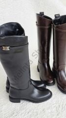 Melinta Tokalı Fermuarsız Kahverengi Binici Çizme