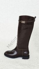 Melinta Tokalı Fermuarsız Kahverengi Binici Çizme