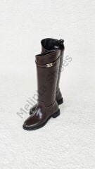 Melinta Tokalı Fermuarsız Kahverengi Binici Çizme