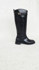 Melinta Tokalı Fermuarsız Siyah Binici Çizme