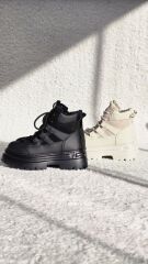 Melinta Kalın Taban Bağcıklı Fermuarlı Bej Bot