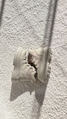 Melinta Kalın Taban Bağcıklı Fermuarlı Bej Bot