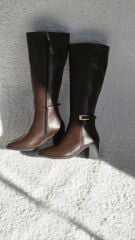 Melinta Siyah Fermuarlı Toka Detaylı Kahve Çizme