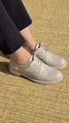 Melinta Krem Kadın Oxford Klasik Ayakkabı