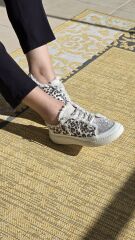 Melinta Taşlı Düz Taban Kadın Leopar Desen Sneakers