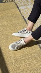 Melinta Taşlı Düz Taban Kadın Leopar Desen Sneakers