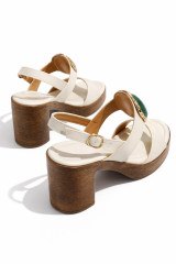 Melinta Orta Topuklu Taşlı Beyaz Kadın Ayakkabı