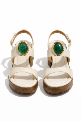 Melinta Orta Topuklu Taşlı Beyaz Kadın Ayakkabı