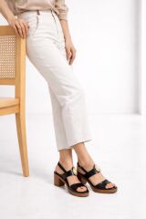 Melinta Orta Topuklu Taşlı Siyah Kadın Ayakkabı