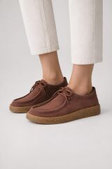 Melinta K. Kahve Süet Kauçuk Taban Kadın Loafer Günlük Ayakkabı