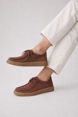 Melinta K. Kahve Süet Kauçuk Taban Kadın Loafer Günlük Ayakkabı